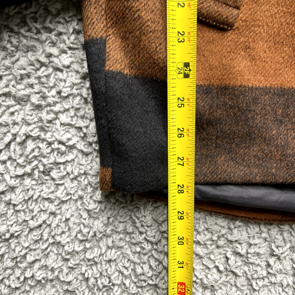 Nordstrom Halogen Pea Coat Womens Small Buffalo Plaid Chore Jacket Heavy Copper - Picture 10 of 12